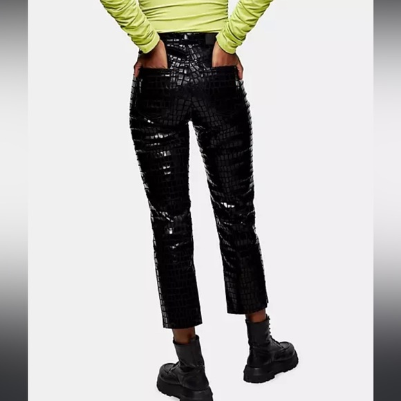 NWT 95$ Topshop high waist crocodile print pants - Picture 2 of 5